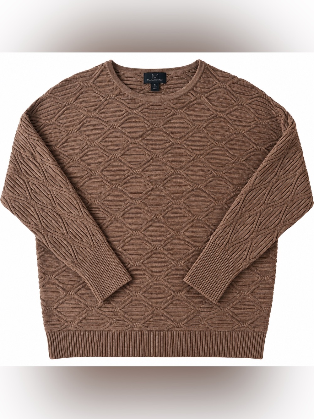 Magaschoni Brown Textured Geometric Knit Sweater Size M
